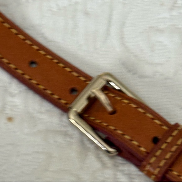 Dooney & Bourke Pebbled Leather Dark Brown / Maroon Satchel Gold Hardware - Picture 11 of 15